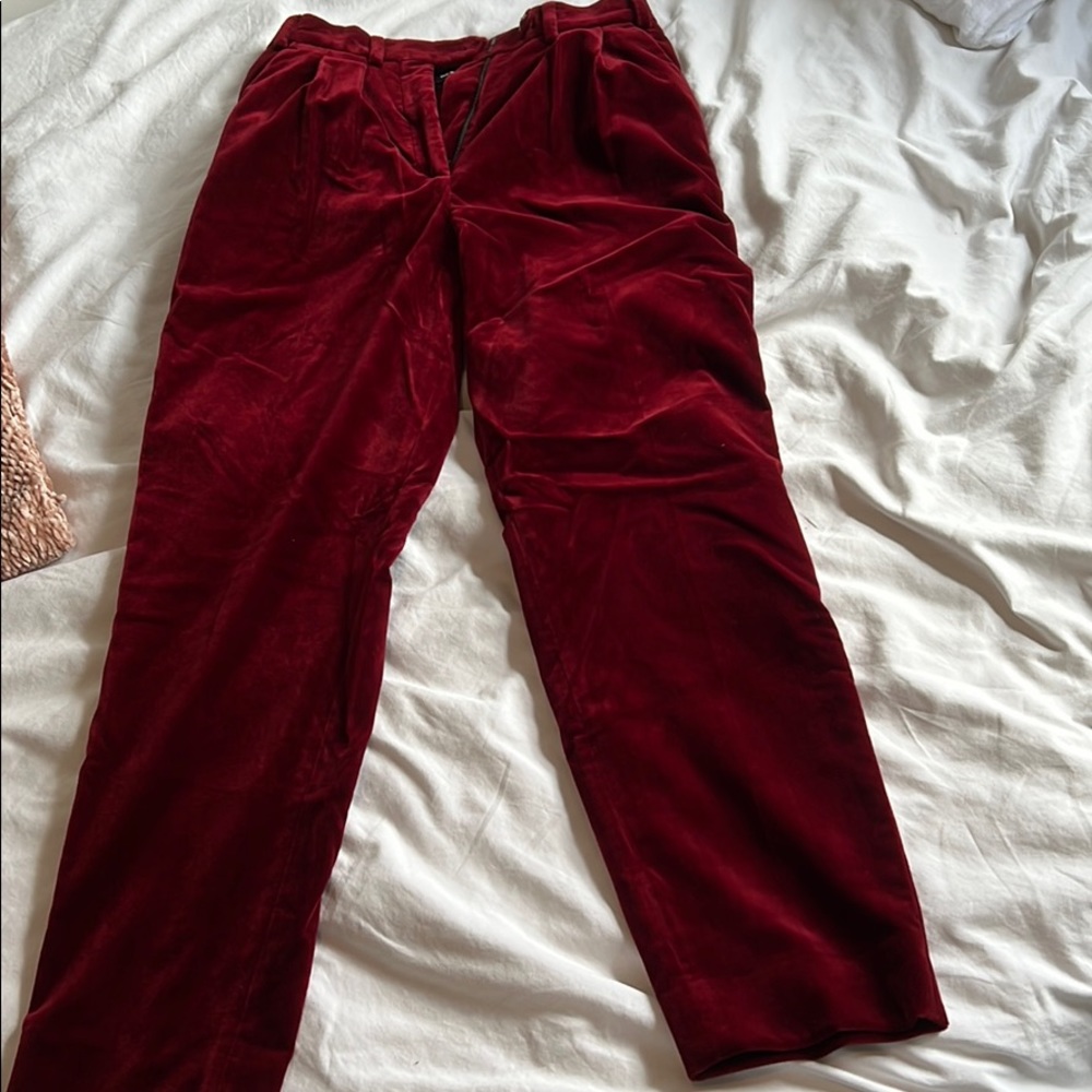The Kooples BURGUNDY CARROT PANTS IN VELVET